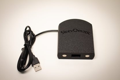 a Sleevomatic Fan attachment showing the Sleevomatic logo side